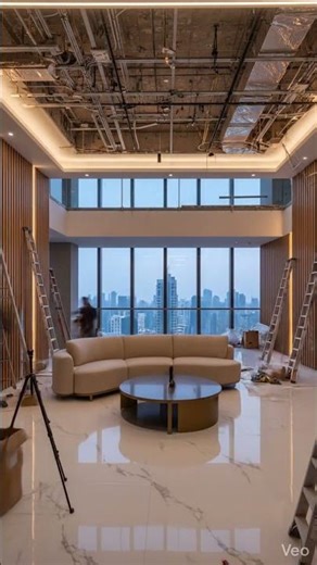 Luxury Penthouse Living Room Transformation | Cinematic Interior Renovation Timelapse