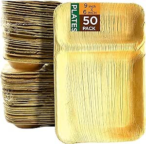 Ra (50-Pack, 9" X 6" Rectangle Compartment Plates)