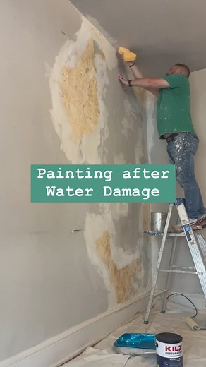 Satisfying project from start to finish—wet sanding🧽, fresh paint🎨, and a restored look🏠. This was just one wall from our 3-unit water damage restoration job in Lancaster City! #stellerpaintco #lancastercitypa #residentialpainting #paintingcompany #restoration | Steller Paint Co