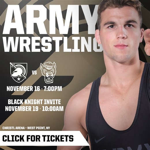 Join us at Christl Arena for Army Wrestling! The Black Knights faceoff against NC State on November 16 and host the Black Knight Invite on November 19. | Army West Point Athletics