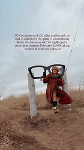 67 years ago on 2/3/59 a plane carrying Buddy Holly, Ritchie Valens and The Big Bopper went down in this Iowa cornfield. The land is private but they have embraced the history and allow people to walk out and pay their respects and at the site there is a small memorial for the three musicians and the pilot Roger Peterson. #musichistory #surfballroom #buddyholly #thedaythemusicdied #ritchievalens | Kelly Wood