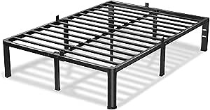 12 Inch California King Bed Frame, 3500Lbs Heavy Duty Metal Platform with Round Corner Legs Mattress Slide Stopper, Steel Slat Support No Box Spring Needed, Noise Free, Non-Slip, Easy Assembly