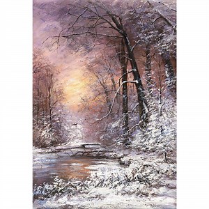 [Hot Item] Vibrant Winter Landscape: Handcrafted Oil Painting for Home Decor