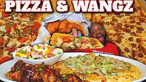 PIZZA & WANGS MUKBANG HOT WINGS PIZZA HUT #2 | LLIPS