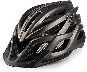 Adult Bike Helmets with Rechargeable USB Light, Bicycle Helmet Men Women, Road Cycling & Mountain Biking Helmet with Removable Visor and Lining, 22.05-24.41 Inches (Titanium)