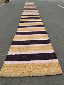 Eco Friendly Wool Jute Runner Rug, Handwoven Striped Hallway Runner - Etsy Canada