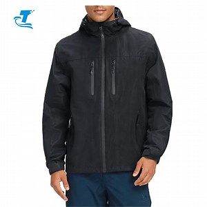 [Hot Item] Men′ S Rain Jacket Waterproof Windbreaker Hooded Rain Coat Shell for Outdoor Hiking Climbing Traveling Black