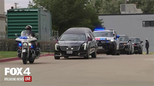 Police are escorting fallen officer Darron Burks from the Dallas County Medical Examiner to Restland Funeral Home on Sunday morning. | FOX 4 News