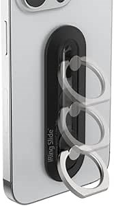 iRing Slide, Made in Korea, Wireless Charging Friendly Phone Holder. Cell Phone Ring Grip Finger Holder and Stand Compatible with iPhone, Galaxy, and Other Smartphones (Black)