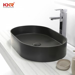 [Hot Item] Concrete Grey Solid Surface Vanity Counter Basin Bathroom Sink Basins