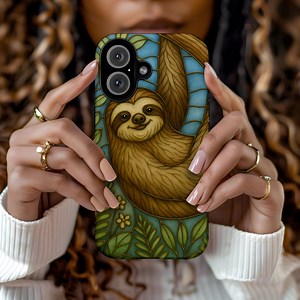 Sloth iPhone Case - Tough Cases for Animal Lovers, Stained Glass Style, Unique Sloth Design, Phone Accessories, Gift for Nature Enthusiasts - Etsy Canada