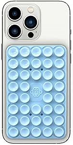Silicone Double-Sided Suction Phone Grip Detachable Mount - Car Dashboard/Shower Phone Holder, Hands-Free For Selfies & Videos, TikTok/ASMR - iphone & Android Compatible (Large,Baby Blue)