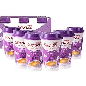 Senpure Instant Milk Tea Kit with Taro Milk Tea Powder DIY Sugar Pack Coconut Jelly Serve Cold or Hot Drinks (Taro Flavor 6 Pack)