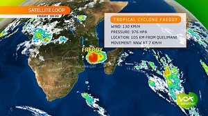 WARNING: Cyclone Freddy heading back to Mozambique for round two Freddy developed off the North Australian coast and became a named storm on 6 February • Freddy was the first INTENSE TROPICAL CYCLONE or equivalent to a Category 5 hurricane of 2023, the first to cross the 10,000 km-wide Indian Ocean, made landfall in Madagascar on 21 February and then in Mozambique on 24 February. WHICH RECORDS HAS FREDDY BROKEN? • Cyclone Freddy LIKELY the longest-lived cyclone the world has ever documented. In 