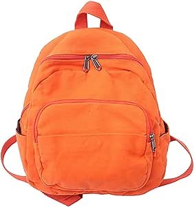 Mini Backpack for Women Men Small Aesthetic Canvas Bag Work Cute Backpack Purse Casual Daypack (Orange,One Size)