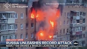 76K views · 1.4K reactions | Russia launches its largest attack on Ukraine since the start of the war dropping nearly 500 drones and missiles. President Zelenskyy says the U.S. diverted a critical delivery of anti-drone missiles away from Ukraine. Martha Raddatz reports. https://abcnews.link/qhiFs7Q?utm_source=facebook&utm_medium=social&utm_campaign=dhfacebook&utm_content=app.dashsocial.com%2Fabcworldnewstonight%2Flibrary%2Fmedia%2F540087279 | ABC World News Tonight with David Muir | Facebook
