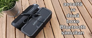 Muzica la doua boxe bluetooth conectate - merge și ca soundbar