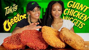GIANT CHICKEN NUGGETS MUKBANG HOT CHEETOS & TAKIS DIY NUGGETS | Rainbow Learning