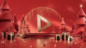 Logo navideño rojo rubí (Cuadrada) | Renderforest