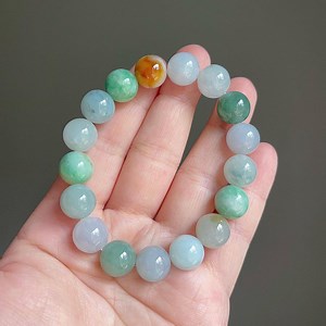 Certified 11mm Natural 100% Burmese Jade Multi-color Bracelet 81#（elastic） - Etsy