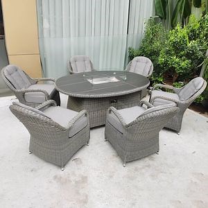 [Hot Item] Plastic Rattan Woven Garden Furniture Outdoor Dining Sets Rattan Table Outdoor Furniture Sofa and Dining Set