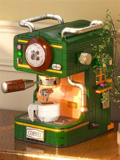 Adult Retro Coffee Machine, Telephone, Camera Building Block Model, Luxury Modular Construction Toy For 18+ Years Old, Stress Relief And Anxiety Reduction Plaything, Satisfying Mini Building Block Set, Perfect Birthday Gift For Men, Creative Couple Activity And Puzzle Game, Unique Bedroom Decor And Decorative Gift With Stickers | SHEIN