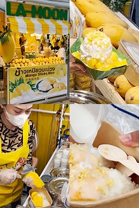 73K views · 3K reactions | The Best Thai Mango Sticky Rice In Jodd Fairs Night Market Street Food | •Tu & Eu • | Facebook