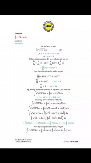 Integration via Algebraic Substitution | Mathematical Muse