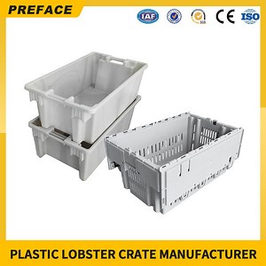 [Hot Item] Big Collapsible Floating Folding Stackable Storage Box Plastic Lobster Crate for Sale