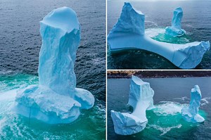 Huge penis-shaped iceberg floats past town called Dildo: video