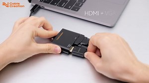 CableCreation 3 Pack Type C to VGA & HDMI Adapter - USB-C VGA Multiport Adapter Compatible with iPhone 15 Plus/15 Pro Max, MacBook Pro, iPad Pro 2020, Yoga 910, Surface Pro