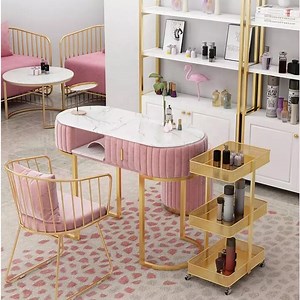 [Hot Item] Metal Feet Marble Top Nail Desk Manicure Table Salon Furniture