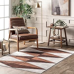 nuLOOM Isolde Diamond Machine Washable Area Rug, 4x6, Rust