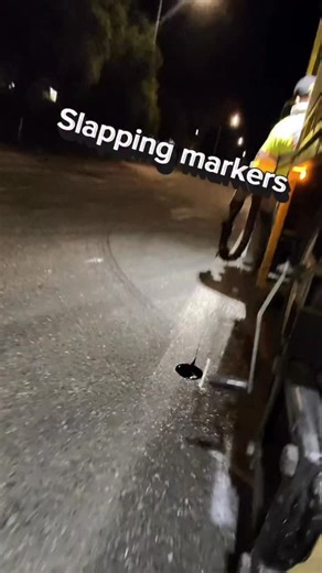 Sticking these plastic reflectors onto 400° bituminous #roadstriper #trafficcontrol #bluecollar #fyp #reels #foryou #pov #RPM #markers #tape #striping #thermo #markers #bigboystriping #ASMR | Bigboystriping