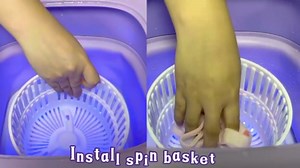 Mini Washing Machine, 15L Large Capacity Portable Collapsible Washing Machine, Foldable Washer and Dryer with Spin for Travel, Socks, Baby Clothes (Purple and white)