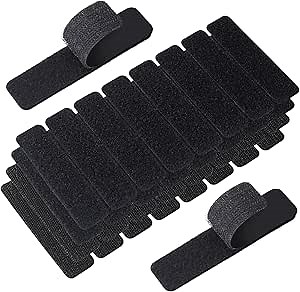 16 Pair 1x4 Inch Hook and Loop Strips, Heavy Duty Double Sided Hook & Loop Tape Fastener, Self-Adhesive Wall Mounting Picture Hanging Strip for Office Home Indoor Outdoor- Black