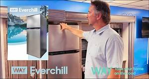 Everchill RV Refrigerator, 12V Fridge, 10.7 CU FT Capacity, 23.5 Inch Width, Frost Free Double Door, Stainless Steel Outlook with Black Body, Left Hand Swing