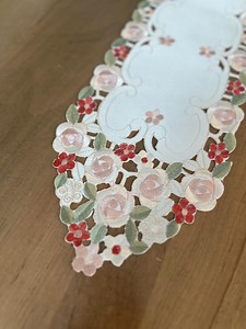 Embroidered Rose Cutwork Table Runner – Elegant Spring & Summer Home Décor - Etsy
