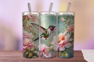 Hummingbird and Floral Tumbler Wrap Seamless Sublimation Design Digital Download Bird PNG 20oz Skinny Tumbler Hummingbird PNG Nature Wrap - Etsy