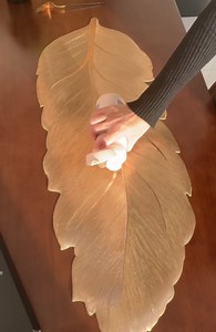 FAVE Gold Small Table Runner 36 Inch Heat Resistant Vinyl Table Cover for Dinner Party Wedding Decor (Leaves)