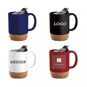 [Hot Item] Customized Logo Printing High Quality with Cork Bottom Coffee Latte Ceramic Mug