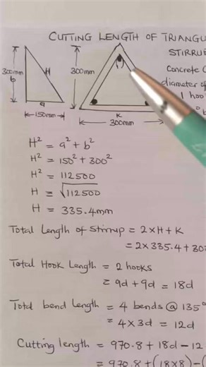 How to compute the length for triangular stirrup | Benjamin Nwobu