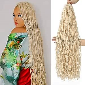 Blonde Faux Locs Crochet Hair 36 Inches, Long Soft Locs 36 Inch 63 Strands Crochet Faux Locs For Butterfly Locs New Goddess Locs Crochet Hair For Black Women(#613)