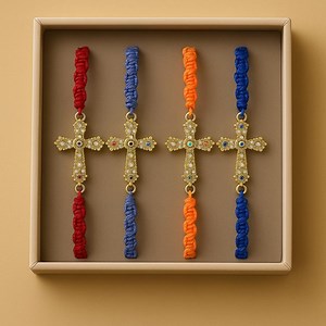 Handgemachtes Makramee Kreuz Armband - Gold, Bunte Evil Eye Schmuck - Etsy.de