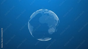 Wireframe Globe. loops seamlessly. Plexus Abstract Background, Slow Rotating Full HD. Rotating earth globe with transparent oceans and detailed texture map.