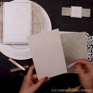 Gold & Ivory, what a blissful combination!❤️ SKU: EWWS286 Use code "INVITE18" to get 18% OFF! https://www.elegantweddinginvites.com/product/chic-and-modern-laser-cut-wedding-invitations-with-glitter-belly-band-ewws286/ | ElegantWeddingInvites | Facebook