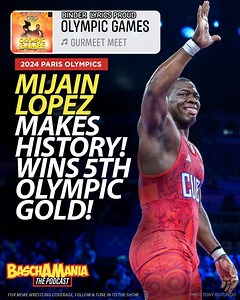 31 reactions | 41-Year-Old Mijain Lopez  Makes History in Paris! Cuban Wrestler Mijain Lopez wins GOLD磊in the 5th Straight Olympics as a Greco Wrestling heavyweight. 勞 Nobody has ever won 5 Olympic Gold medals in the same event until today! History has been written! ✍️ | Binder Kahlon | Facebook