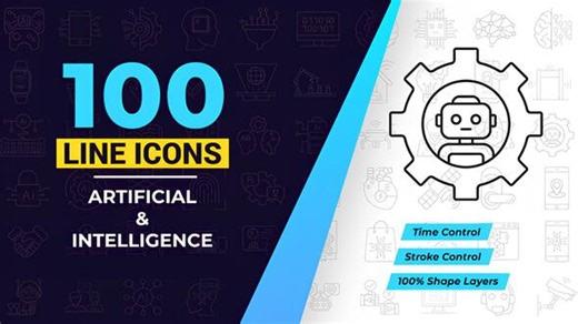 100 Artificial Intelligence Line Icons
