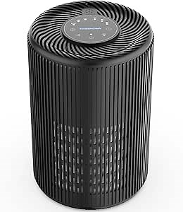 Air Purifiers for Home, FRESHDEW Air Purifier Up to 1300ft² for Smoke Pet Dander Odors with Fragrance Sponge,H13 True HEPA Air Purifier Cleaner with 360° Air Inlet,Sleep Mode for Bedroom (Black)