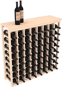 Wine Racks America InstaCellar Tasting Table + Solid Top Wine Rack - Durable and Expandable Wine Storage System, Pine Unstained - Holds 64 Bottles